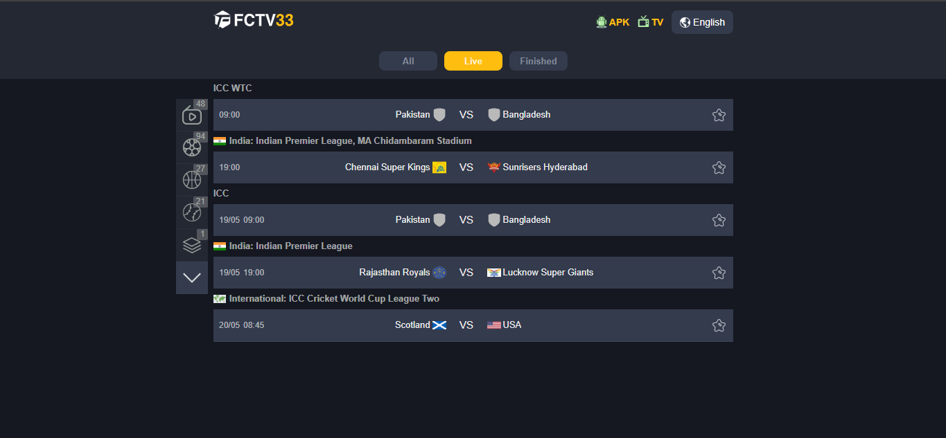 Cricket Tournaments and Series on FCTV33