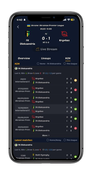 Real-Time Scores Alongside Live Video Streams